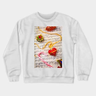 Red Heart Ornament On Sheet Music Crewneck Sweatshirt